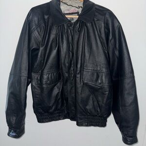 Men's Black Leather Bumytt A Jacket